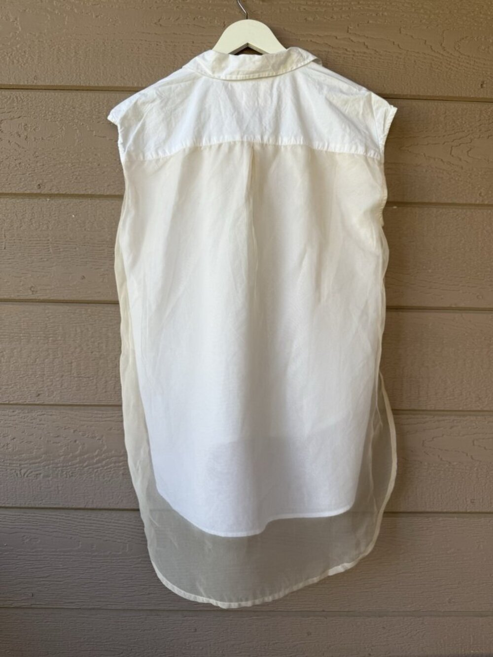 Maeve Anthropologie White Cotton High Low Button Front Tunic Top Medium NWOT - Picture 5 of 12